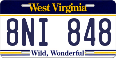 WV license plate 8NI848