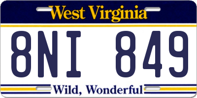 WV license plate 8NI849