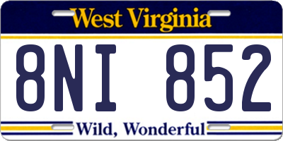 WV license plate 8NI852