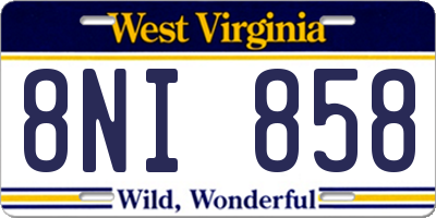 WV license plate 8NI858