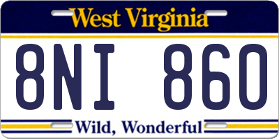 WV license plate 8NI860