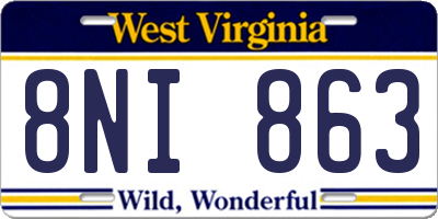 WV license plate 8NI863