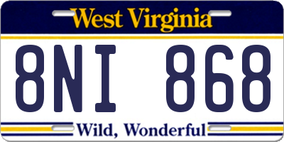 WV license plate 8NI868