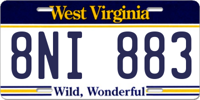 WV license plate 8NI883