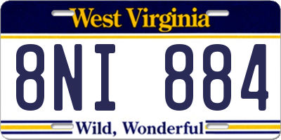 WV license plate 8NI884