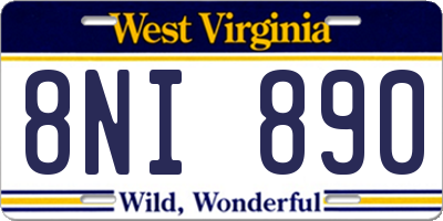 WV license plate 8NI890