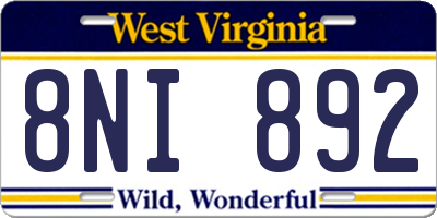 WV license plate 8NI892