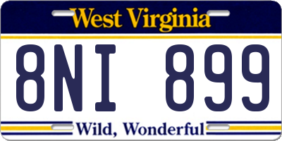 WV license plate 8NI899