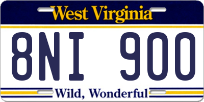 WV license plate 8NI900