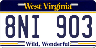 WV license plate 8NI903