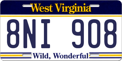 WV license plate 8NI908