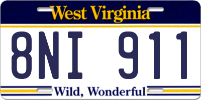 WV license plate 8NI911