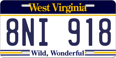WV license plate 8NI918