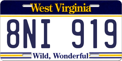 WV license plate 8NI919
