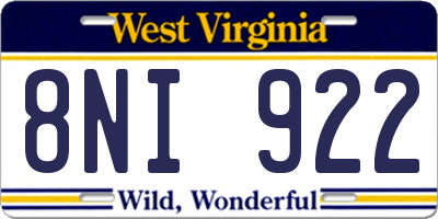 WV license plate 8NI922