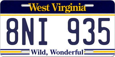 WV license plate 8NI935