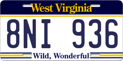 WV license plate 8NI936
