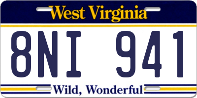 WV license plate 8NI941