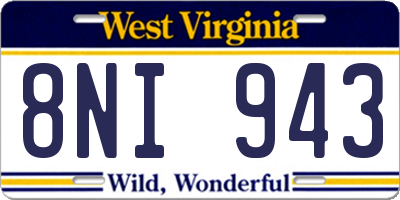 WV license plate 8NI943