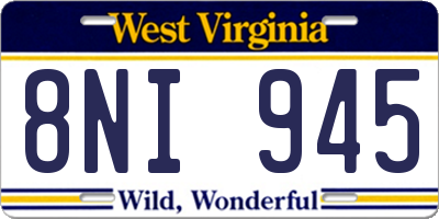 WV license plate 8NI945