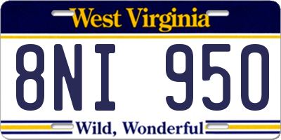 WV license plate 8NI950