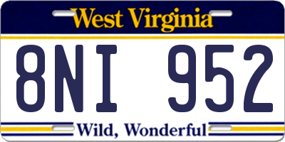 WV license plate 8NI952