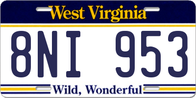 WV license plate 8NI953
