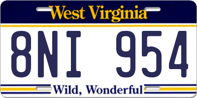 WV license plate 8NI954