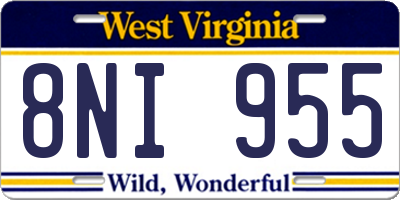 WV license plate 8NI955