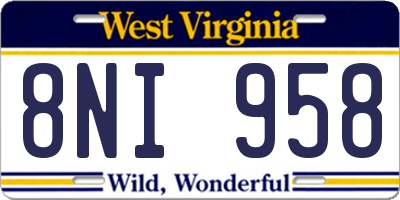 WV license plate 8NI958