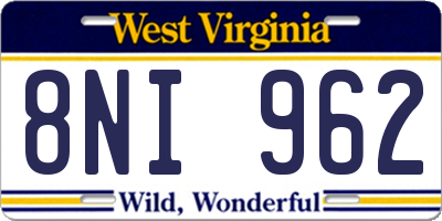 WV license plate 8NI962