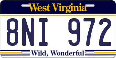 WV license plate 8NI972