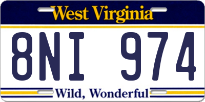 WV license plate 8NI974