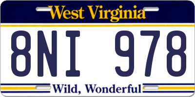 WV license plate 8NI978