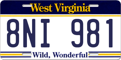 WV license plate 8NI981