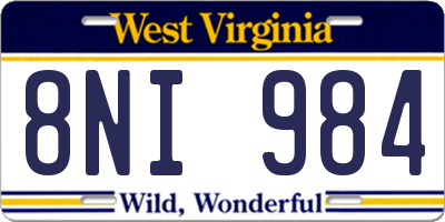 WV license plate 8NI984