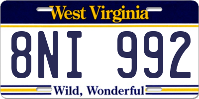 WV license plate 8NI992