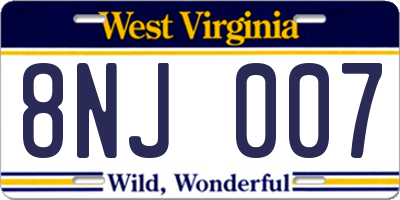 WV license plate 8NJ007