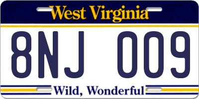 WV license plate 8NJ009