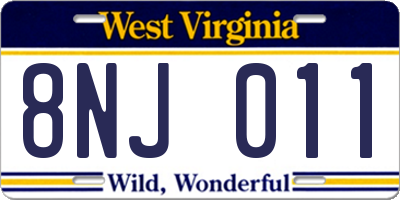 WV license plate 8NJ011