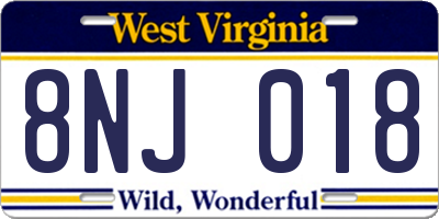 WV license plate 8NJ018
