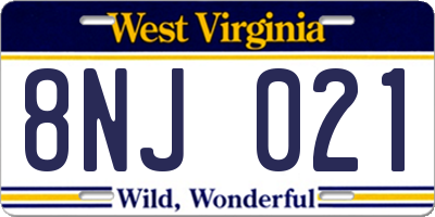 WV license plate 8NJ021