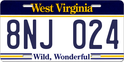 WV license plate 8NJ024