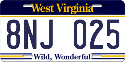 WV license plate 8NJ025