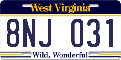 WV license plate 8NJ031