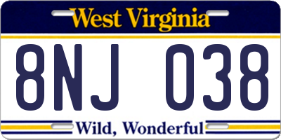 WV license plate 8NJ038