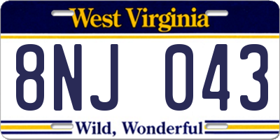 WV license plate 8NJ043