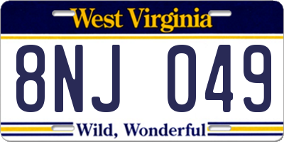 WV license plate 8NJ049