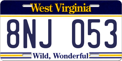 WV license plate 8NJ053