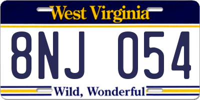 WV license plate 8NJ054